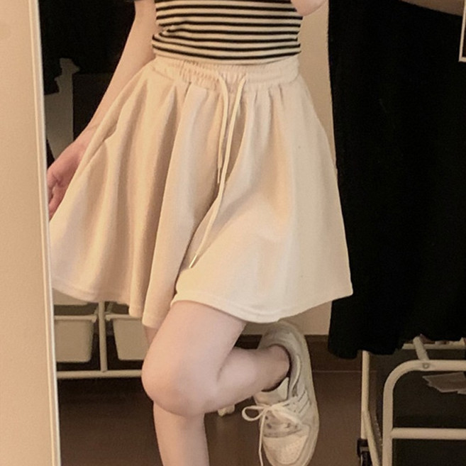 아이엠몽 여성용 메보 캐주얼 루즈 와이드 밴딩 숏팬츠