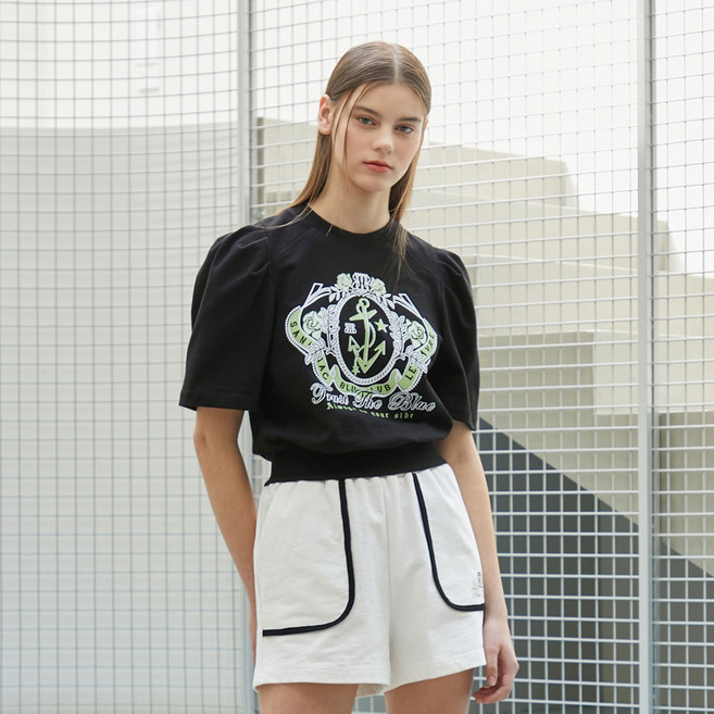 에고이스트 여성용 통기성 그래픽 포인트 반소매 면 티셔츠 ER2BO419