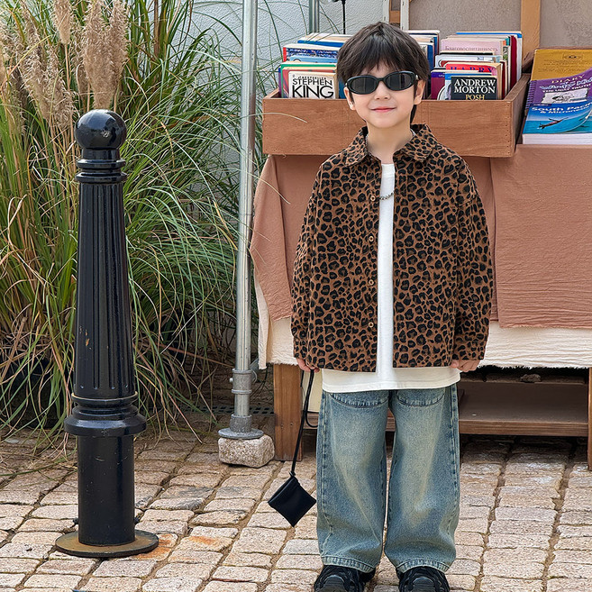 Starbean 男童豹紋長袖襯衫