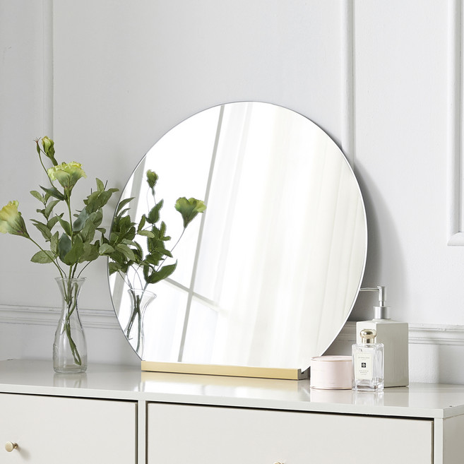 어썸 노프레임 화장대 거울 600, 골드