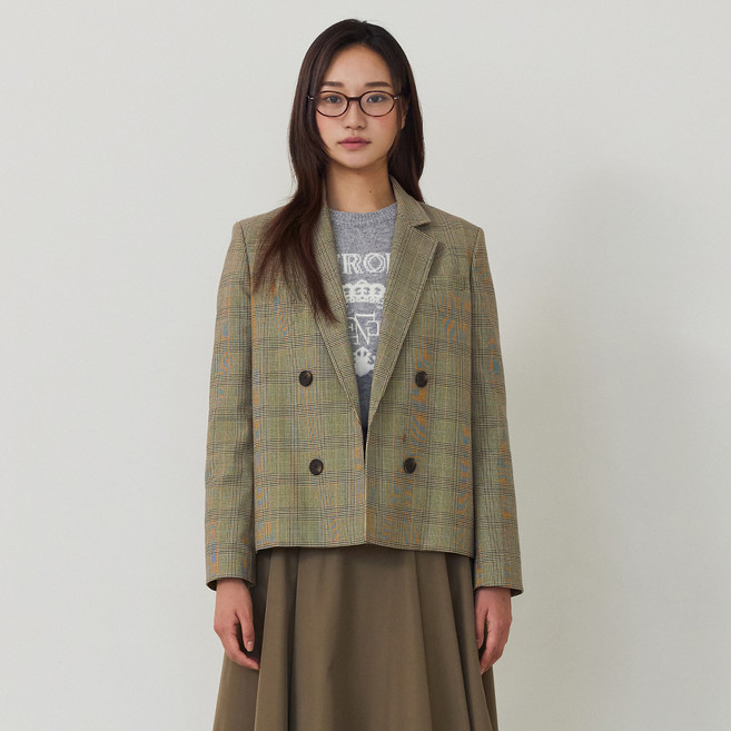 나이스클랍 여성용 체크 더블자켓 A243PWJ804BE