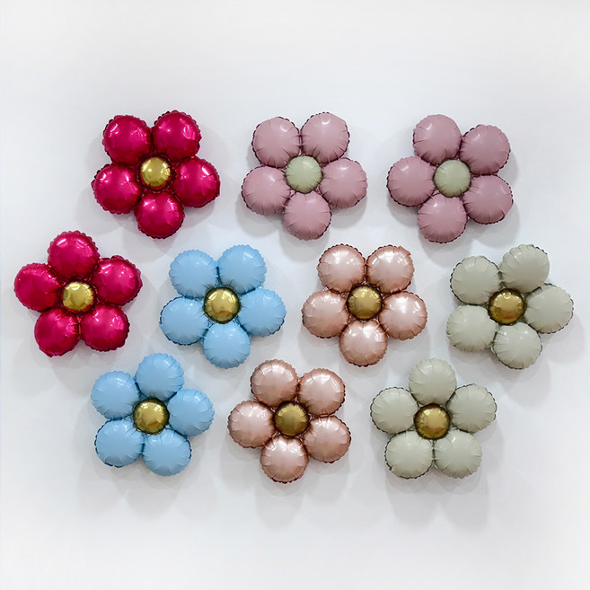 파티공구 꽃모양 은박풍선 5종 x 2p 세트, 5색 혼합, 1세트