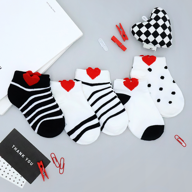 비단길 아동용 하티본 양말 5켤레 세트