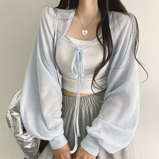 여성용 끈 볼레로 가디건