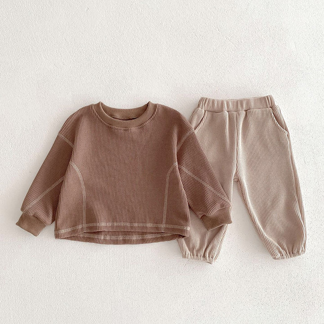 베베니즈 스티치라인 와플 긴팔상하복 세트