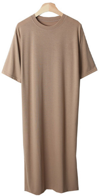 티탁 여성용 빅사이즈 솔리드 트임 롱 원피스