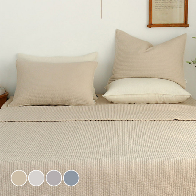 아망떼 타임리스2 줄누비 피그먼트 이불겸패드, 샌드베이지