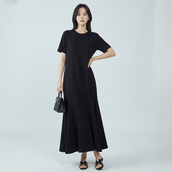 아뗄릭 빅사이즈 노멜 반팔 머메이드 롱 원피스 11530