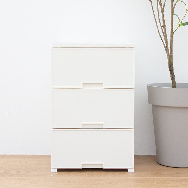 아임홈리빙 모던 우디 플라스틱 서랍장, 화이트, 3단