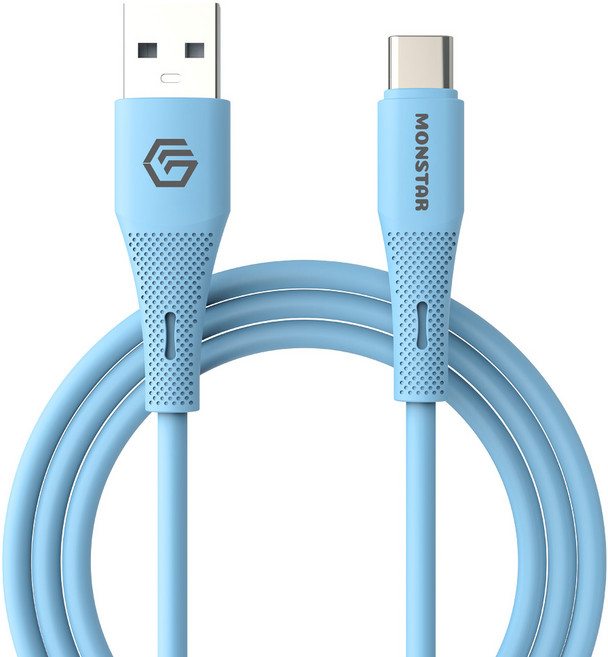 몬스타기어 A타입-C타입 휴대폰 태블릿 보조배터리 고속 충전 데이터 실리콘 케이블, 블루, 1개, 0.5m