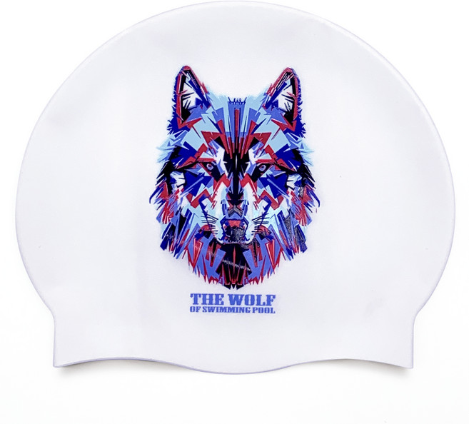 오호라스튜디오 울프 실리콘 수영모자 링클, 화이트블루, 1개