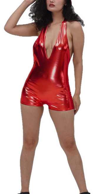 marketpia 女款舞臺舞蹈V領露背連身泳衣