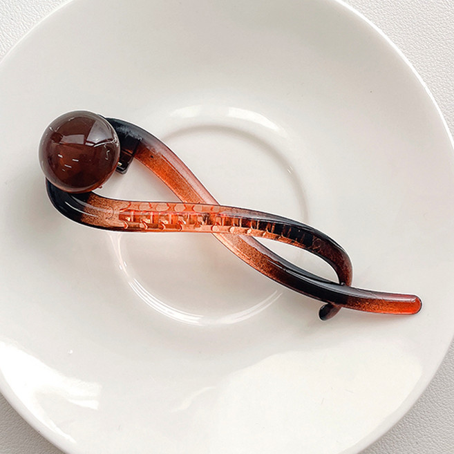 젤루나 빅볼 라운드 구슬 심플 꼬임 고정 헤어 바나나핀 H-212