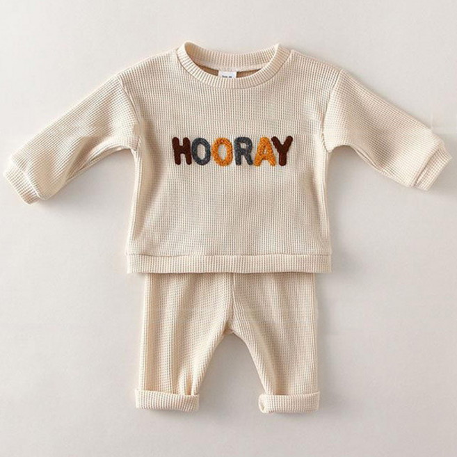 조이멀티 엠케이 유아용 해피뽀글이 와플 니트 긴팔 상하의 세트