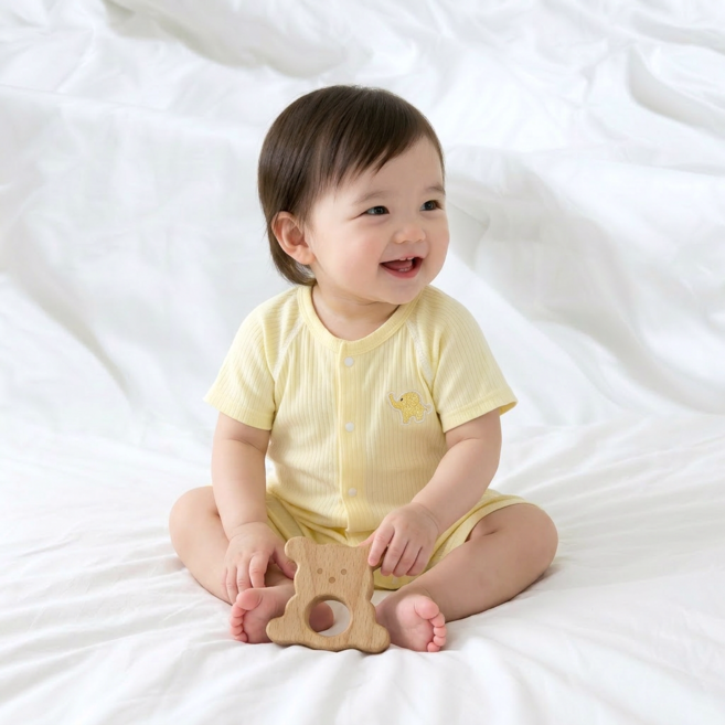 베베니즈 유아용 백메쉬 파스텔 반팔 우주복