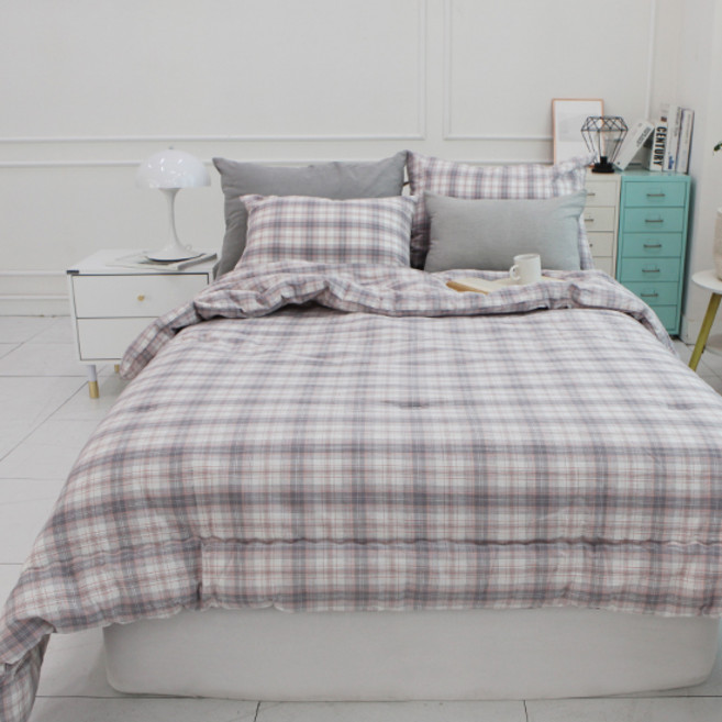 보몽드 국내제조 면 30수 선염 사계절 차렵이불 세트 아이비체크