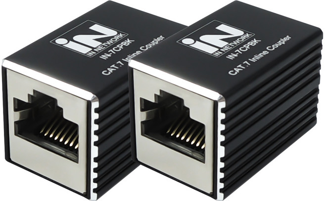인네트워크 CAT 7 FTP 규격 고성능 연장 커플러 랜케이블 IN-7CPBK(2), 블랙, 2개, 30.7mm