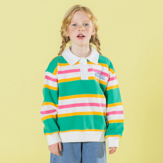 아이러브제이 여아용 엘 스트라이프카라 맨투맨