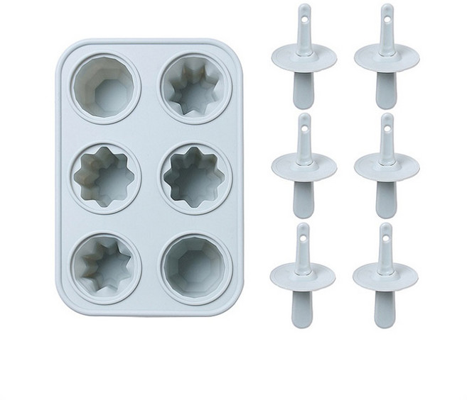 꽃모양 실리콘 아이스크림 몰드 6구, 블루, 1개