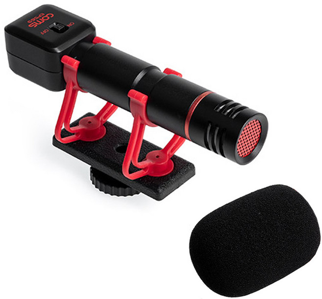 컴스 유선 단방향성 스마트폰 겸용 카메라용 샷건 마이크 세트 3.5mm 소형, EP569