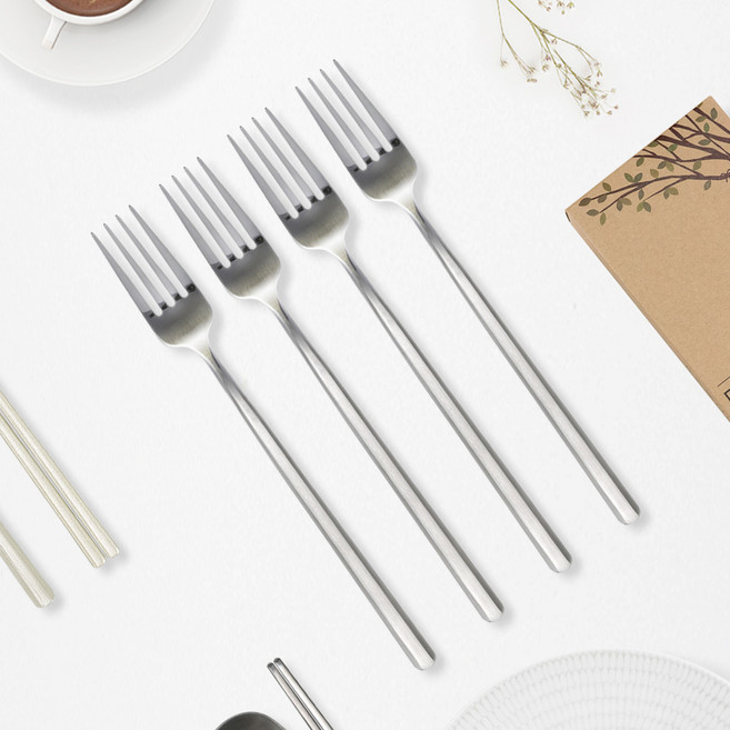 라온누리 식세기 사용 가능한 레브 컬러 포크, 실버, 4개