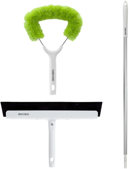 기본에 더스트키퍼 속 깊은 때 긁어내는 방충망 청소솔 + 욕실 스퀴지 + 롱스틱 세트, 화이트, 1세트