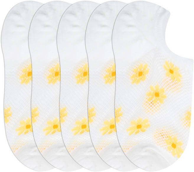 박군 여성용 데이지 망사 덧신 양말 5켤레 세트