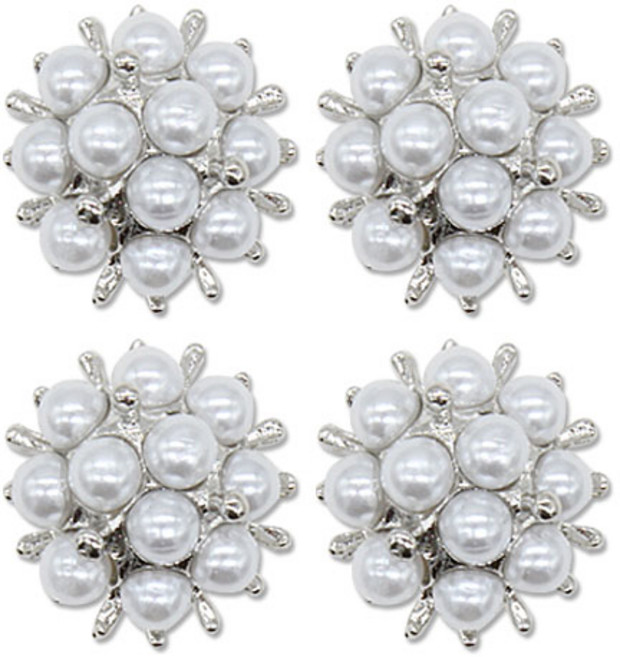 미니 큐빅 진주 보석 단추 수국 16mm, 4개, 니켈