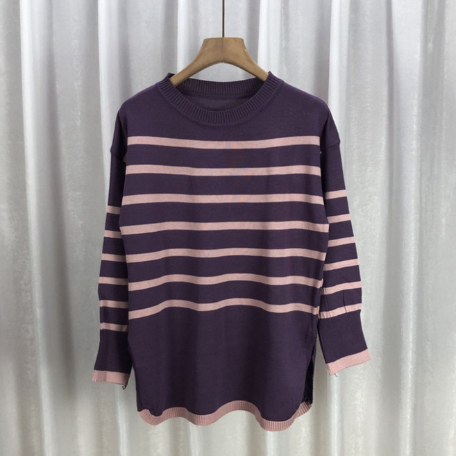 알로데 여성용 컬러풀 스트라이프 니트 티셔츠