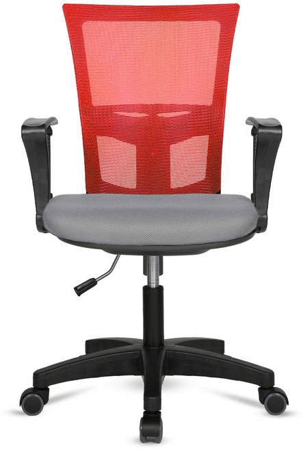 체어포커스 레오 고급 베이직 3각팔 바디 패브릭의자 L11, 그레이 + 레드 + 블랙