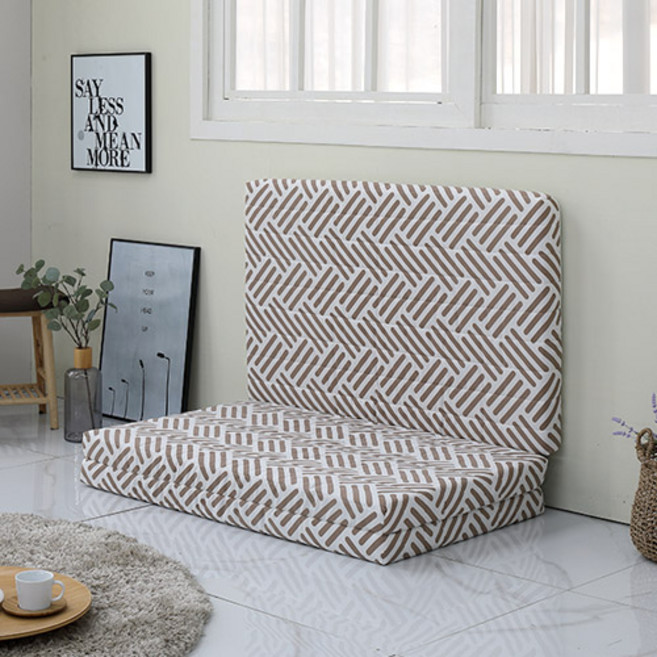 접이식 3단 무중력 슬립 매트리스 + 겉커버 세트, 비스킷 모카, 120mm