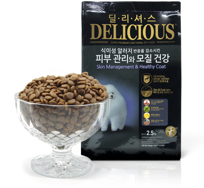 펫컴 강아지 딜리셔스 기능성 사료, 피부/피모+알러지, 2.5kg, 1개