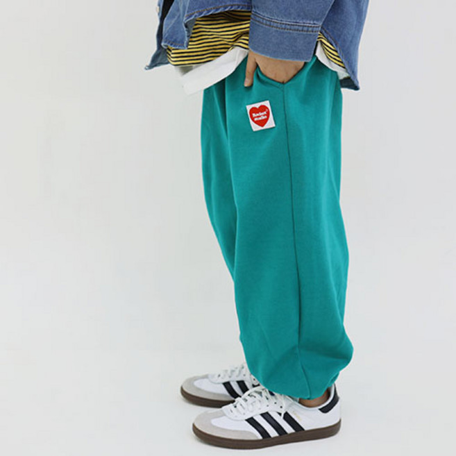 소년마켓 아동용 앞절개 하트라벨 조거 트레이닝 팬츠