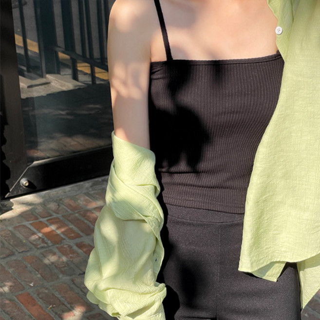 엔비룩 여성용 레이어드 골지 나시 미니