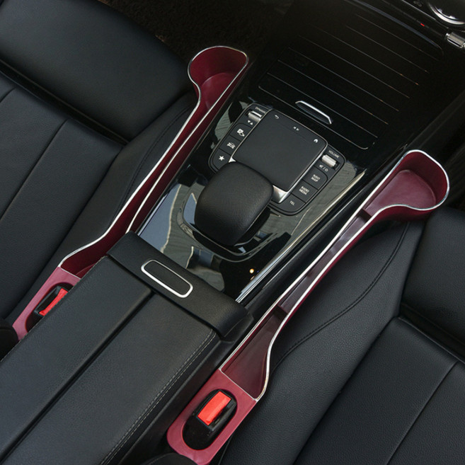 오토크루 차량용 컵홀더형 사이드 포켓 틈새쿠션 2종 세트 AC-S6, 1세트, 와인