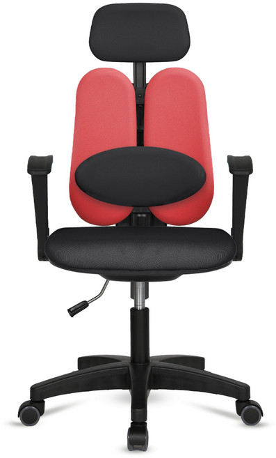 체어포커스 터디 고급 대요추헤더형 3각팔 블랙바디 패브릭 의자 TD19, 블랙 + 레드