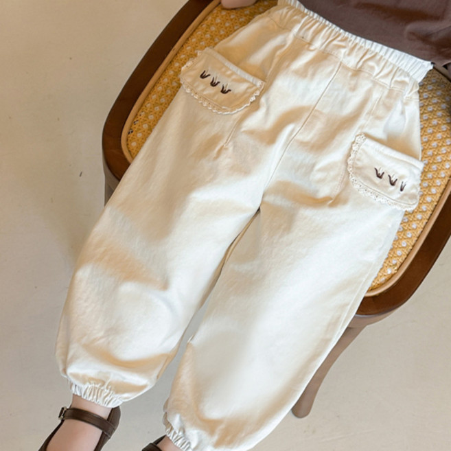 하라로이 아동용 러블리래빗 자수 레이스 포켓 벌룬팬츠