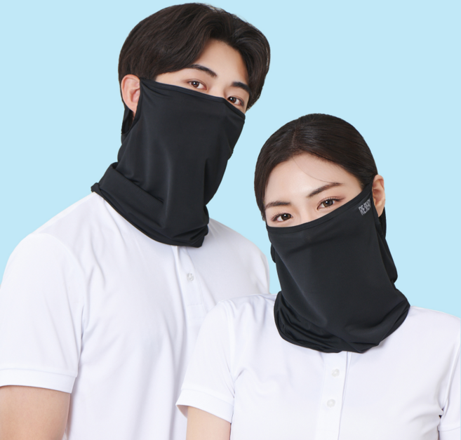리레디 자외선차단 마스크 쿨 스포츠 골프마스크 2p 세트, 블랙, 블랙, 1세트