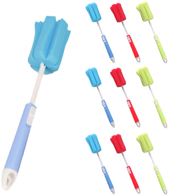 ABM 길이 조절 스펀지 병세척솔, 랜덤발송, 10개