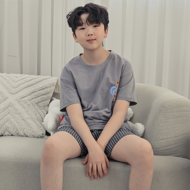 코코드림 곰탱이 남자 청소년 학생 반팔 반바지 홈웨어 세트 #90803
