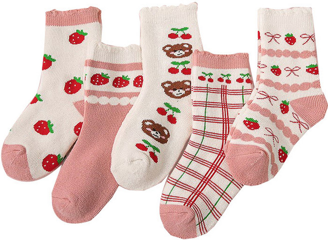 아동용 만화 테리 기모 양말 1331 5종 세트