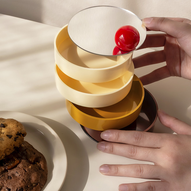 하이앤드라이 레드볼 원형 거울 회전식 수납함 ab 919401, 혼합색상, 1개