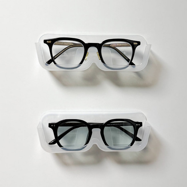 영수산업카멜 접착식 무타공 폴리프로필렌 안경 거치대 2p, 반투명, 1개