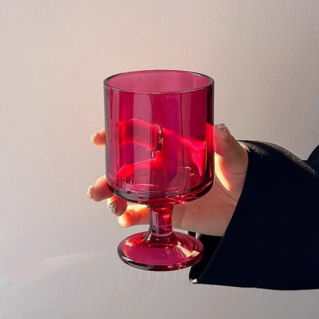 아메리칸로드 핏컬러 인테리어 주스 와인 고블렛잔 250ml HR2130, 로즈레드, 1개