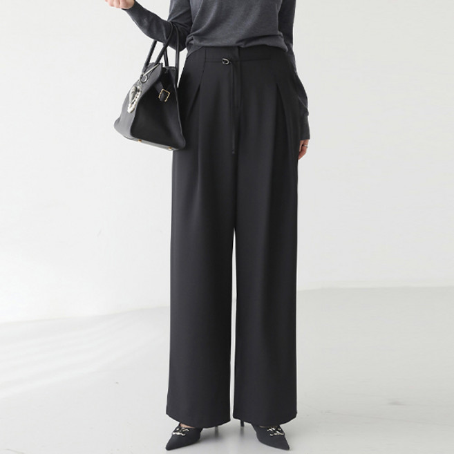 피핀 여성용 핀턱 와이드 뒷밴딩 슬랙스 #711099