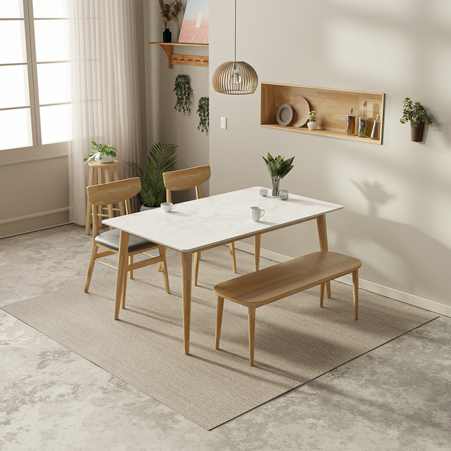 로드퍼니처 윈드 세라믹 식탁의자세트 4인용 방문설치, 화이트