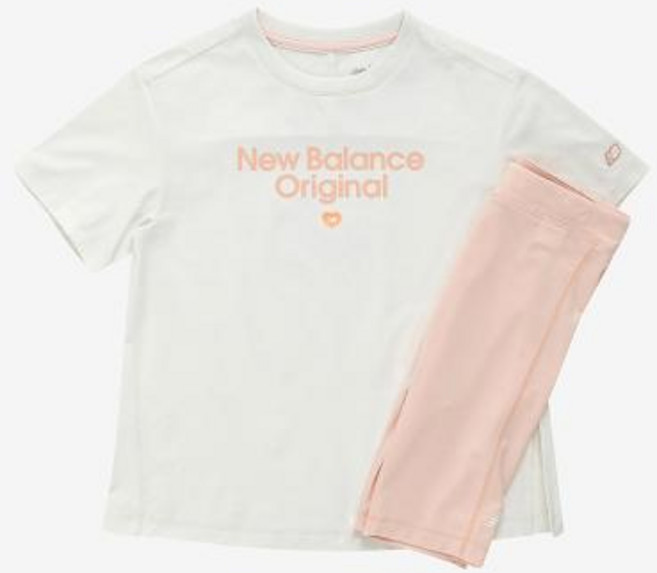 뉴발란스키즈 여아용 NBgC Athleisure 롱 티셔츠 + 5부 레깅스 세트