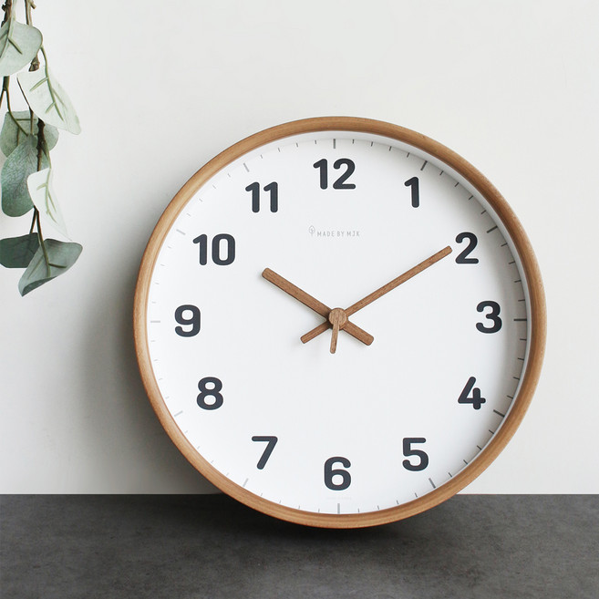MJK 255 북유럽 브라운 무소음 벽시계, 연브라운