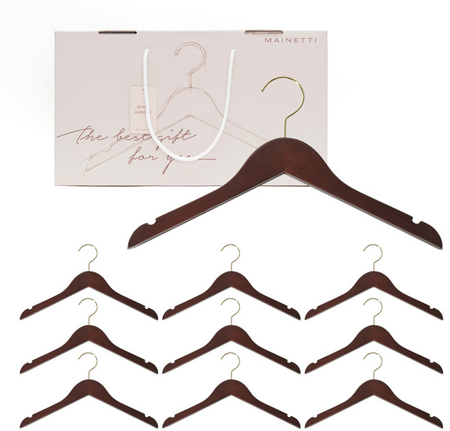 메이네티 원목 옷걸이 10p + 기프트 세트 43cm, 1세트, 월넛