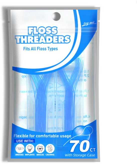 닥터치카 FLOSS THREADERS 교정용 브릿지 치실 홀더, 70개입, 1개